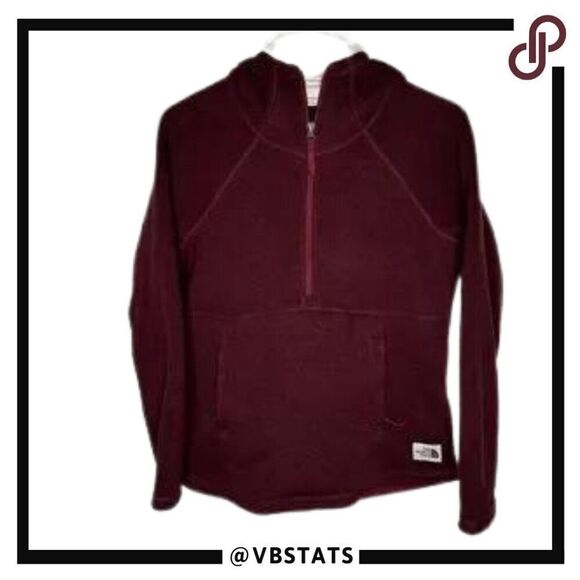 The North Face Women's Half Zip Maroon Fleece Hoodie in Size Small - Picture 1 of 7